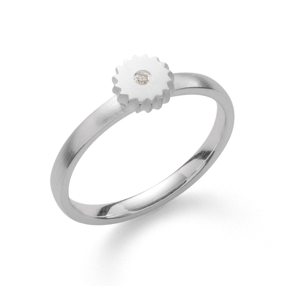 925/- Ring mattiert, Brillant 0,02ct W-SI