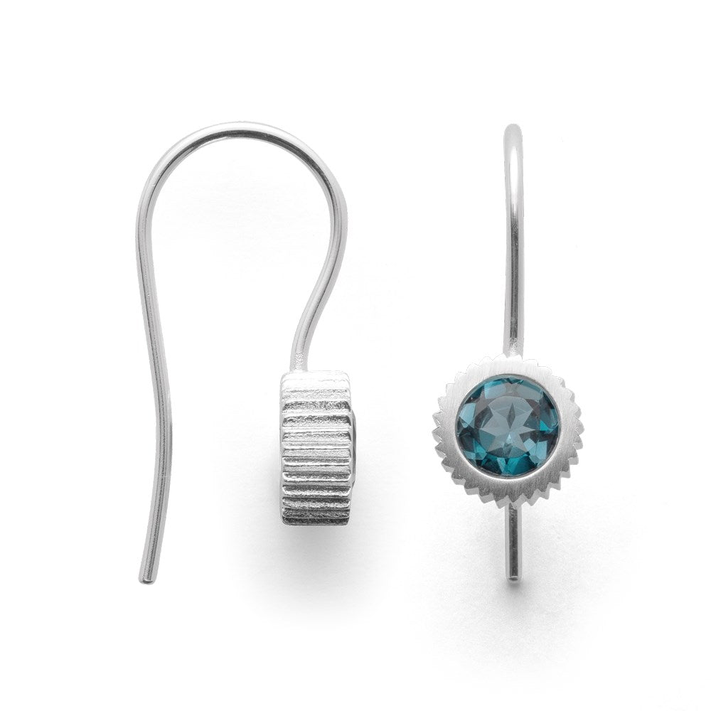 925/- earrings satin, topaz london blue 1,15ct