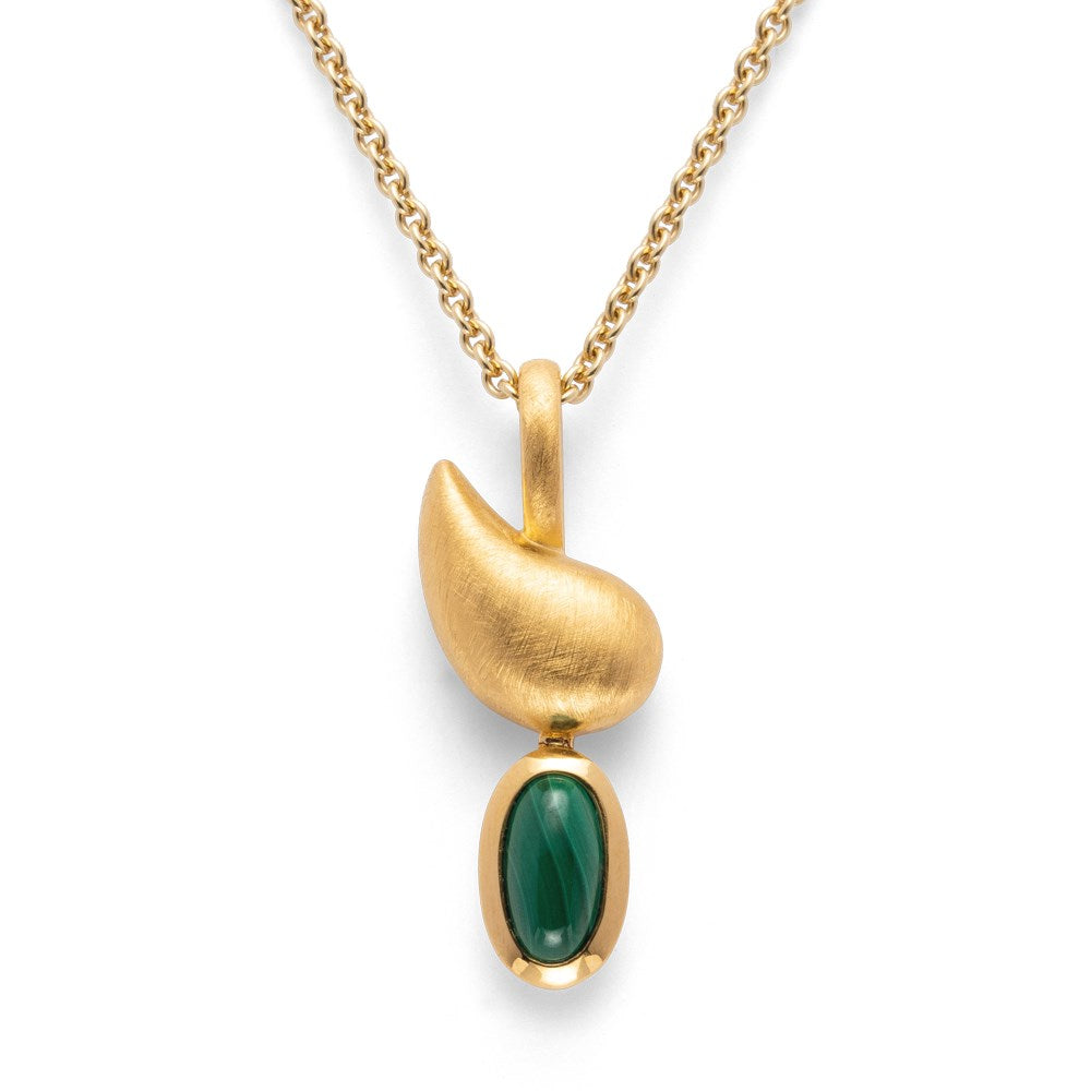 925/- pendant, gp scratch/pol., malachite 0,92ct