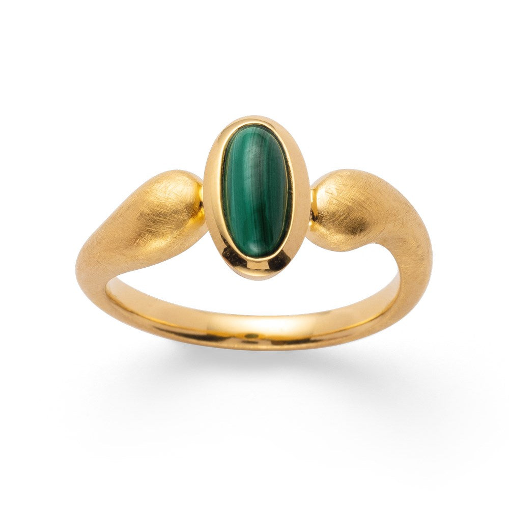 925/- ring, fg brushed/glossy, malachite 1.14ct - 56 / No