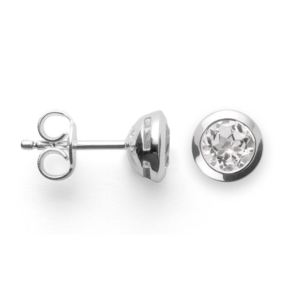 925/- Ohrringe poliert, Weißtopas 1,20ct - Nicht rhodiniert