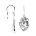 925/- earrings, partly gp silk, dia. 0,02ct W-SI