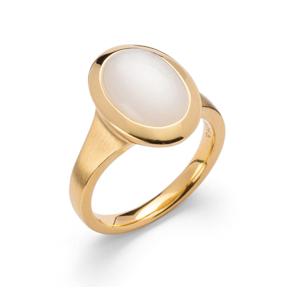 925/- Ring, mat/blank fg, hvid månesten 3.52ct - 56 / Ej rhodineret