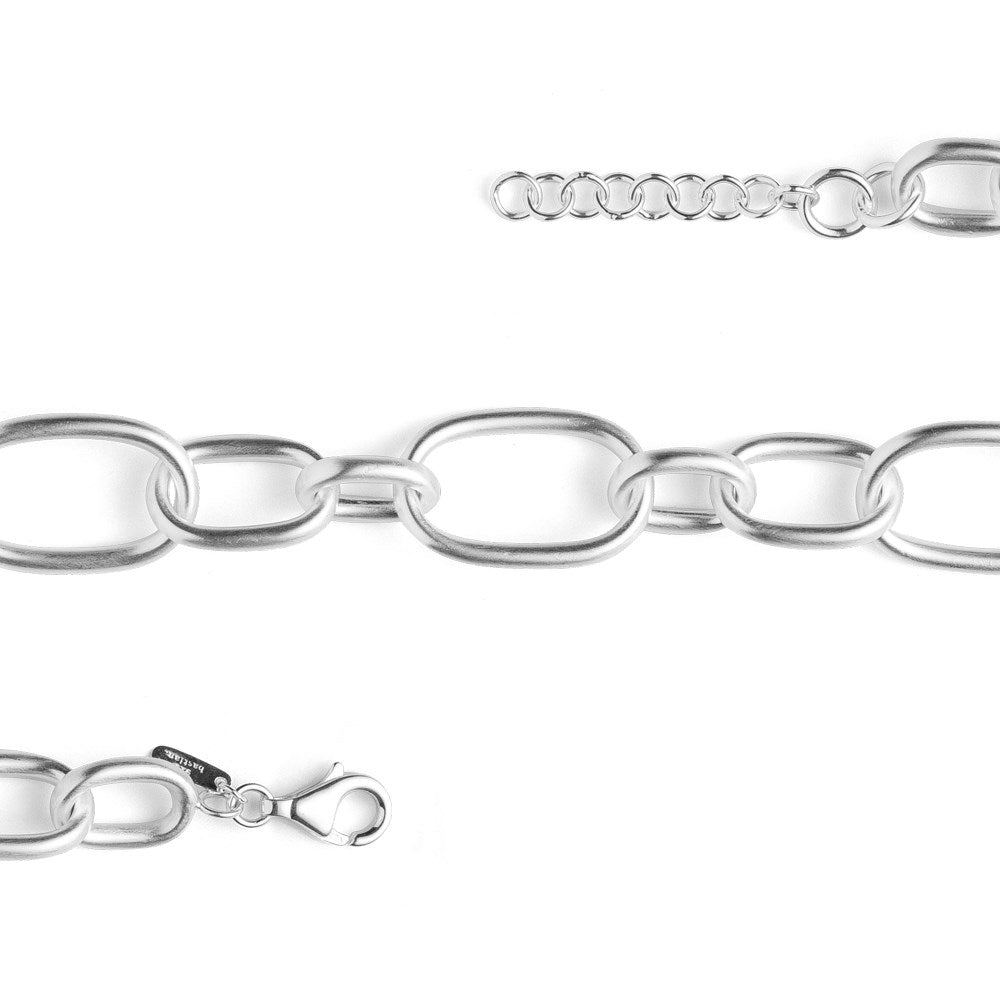 925/- Armband matt, 19cm + 3cm - Nicht rhodiniert