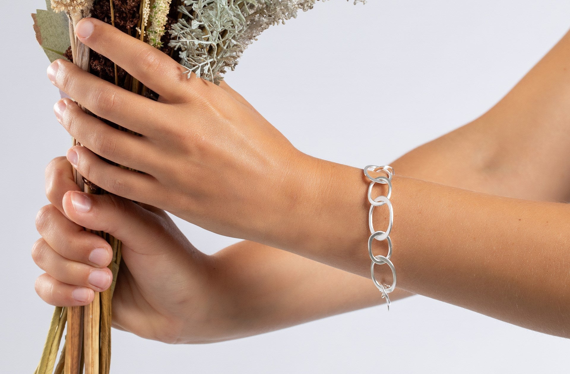 925/- armbånd mat, 17cm + 3cm