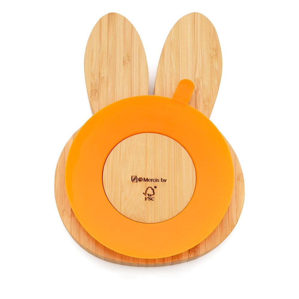 Bambusplade med Miffy + bestik, 2 stk., rustfrit stål