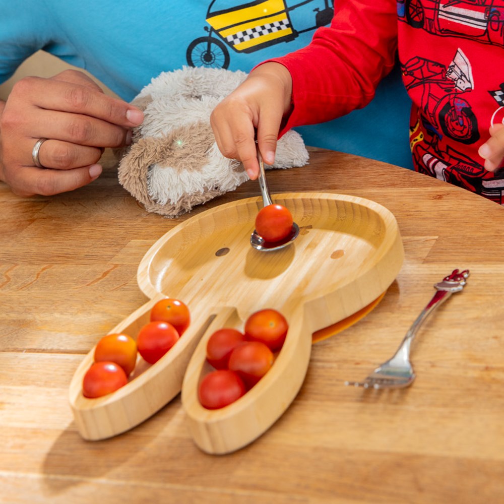 Bambusplade med Miffy + bestik, 2 stk., rustfrit stål