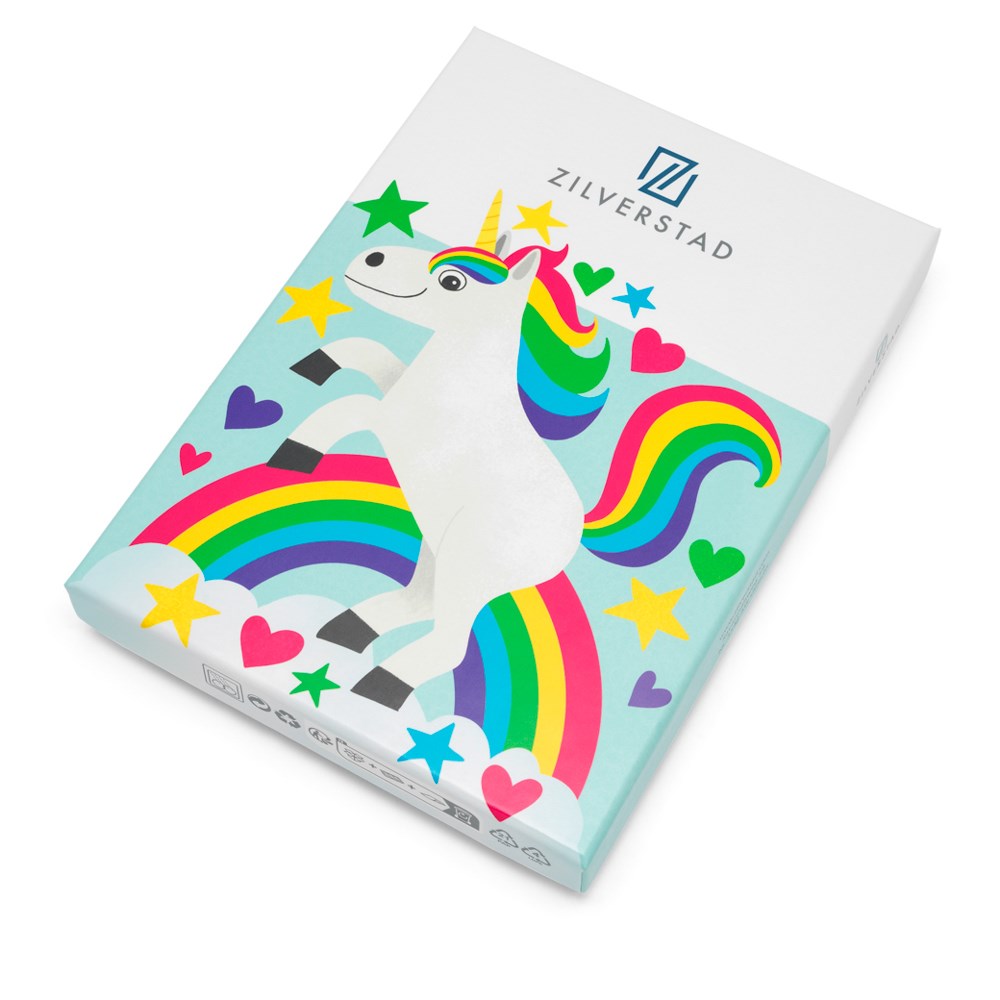Børnebestik, 4-delt, Unicorn, rustfrit stål + farvet