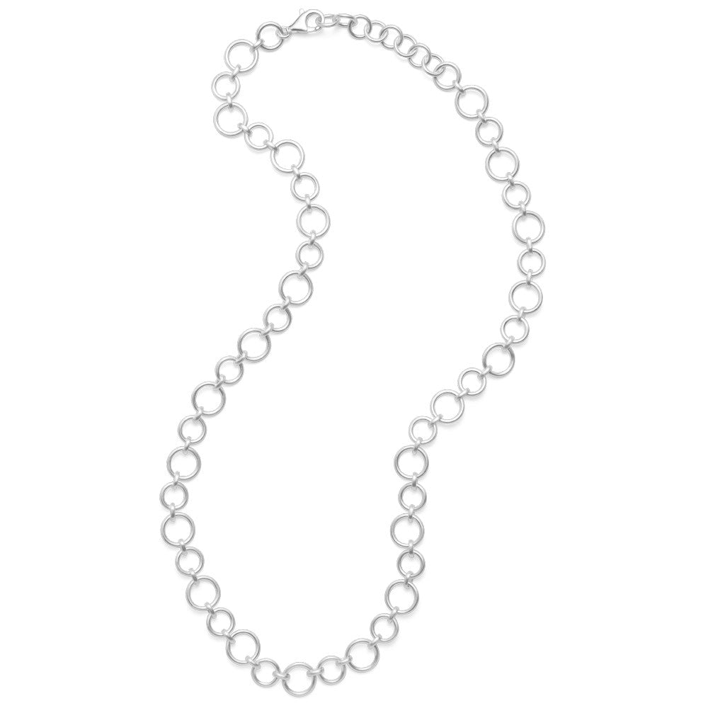 925/- Kette mattiert, 60cm + 3,5cm - Nicht rhodiniert