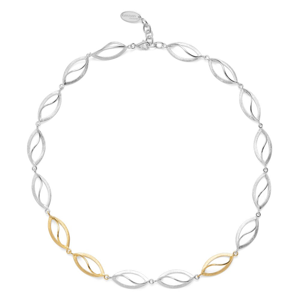 925/- Collier, teils fg gebürstet, 48cm + 3cm - Nicht rhodiniert