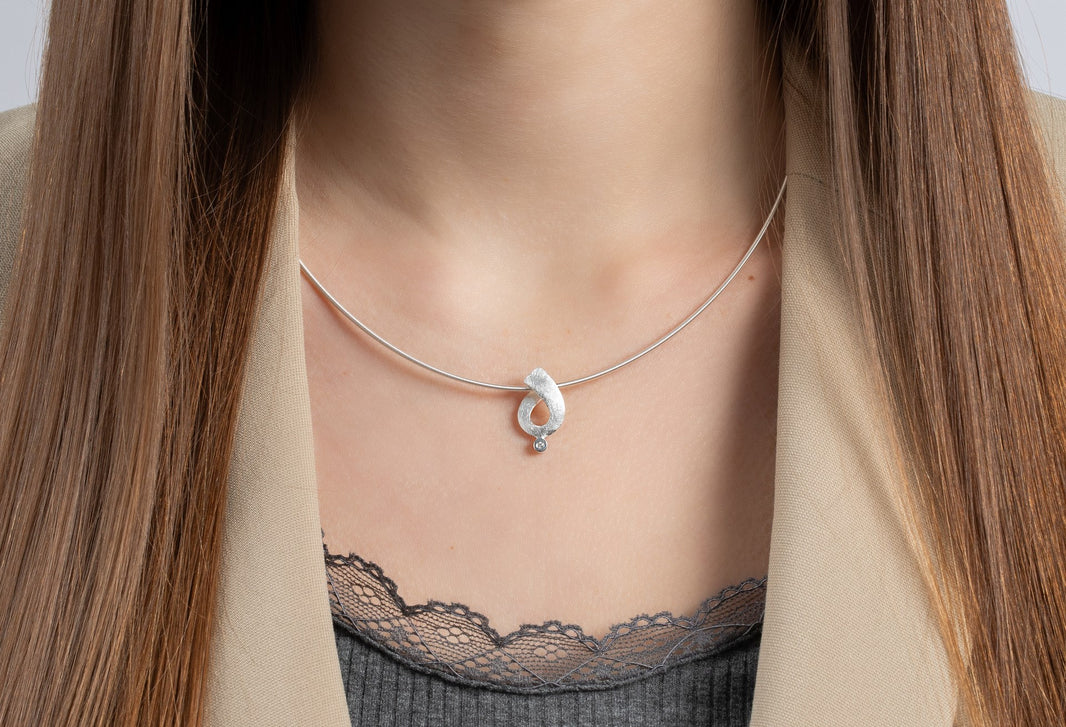 925/- Pendant brushed, brilliant 0.02ct W-SI