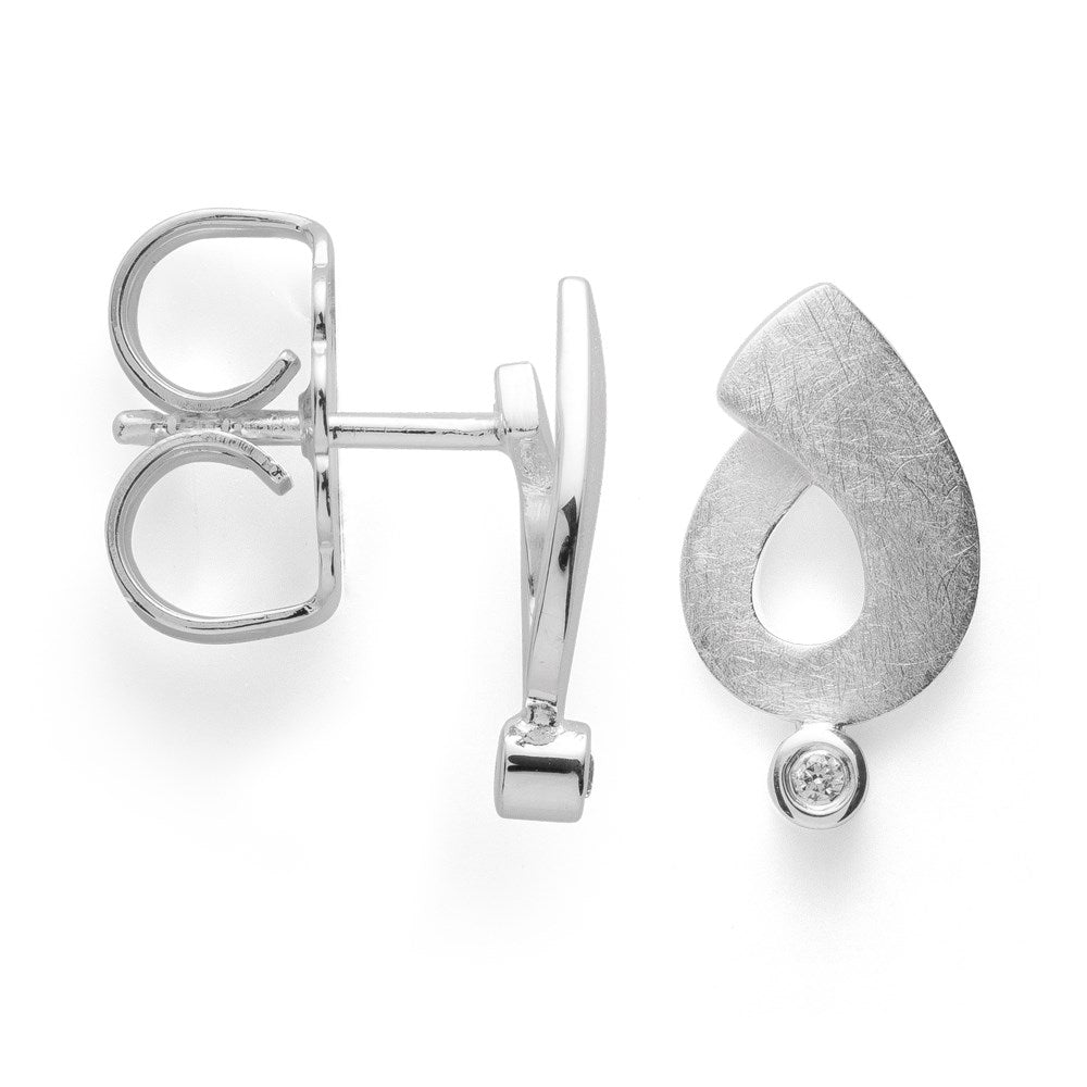 925/- Ohrringe gebürstet, Br 0,02ct W-SI
