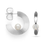 925/- hinge earrings, rho. satin, pearls 2,12ct