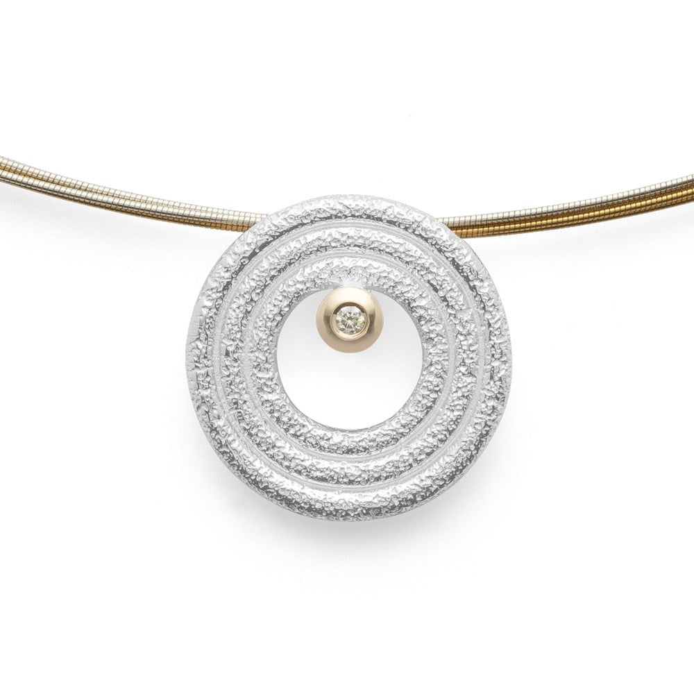 925/- Anhänger, fg 14K matt/gebürstet, 0,015ct - Nicht rhodiniert