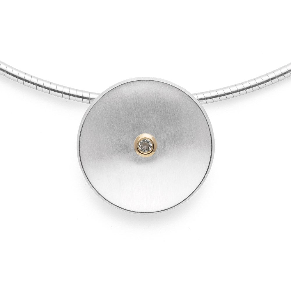 925/- Vedhæng, fg 14K mat, hvid topas 0,08ct