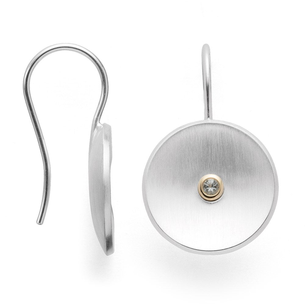 925/- Ohrringe, fg 14K mat., Weißtopas 0,07ct - Nicht rhodiniert