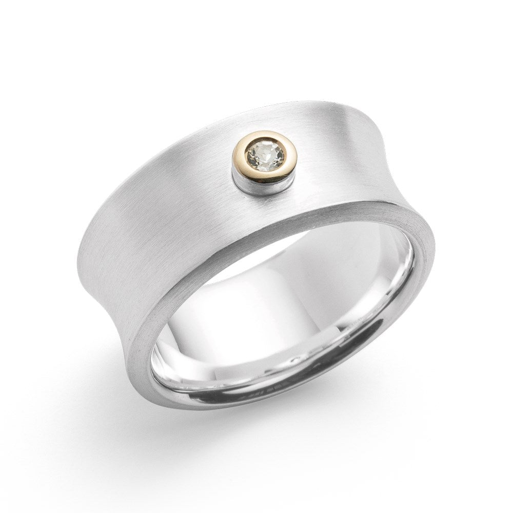 925/- Ring, fg 14K matt, Weißtopas 0,08ct - 52 / Nicht rhodiniert