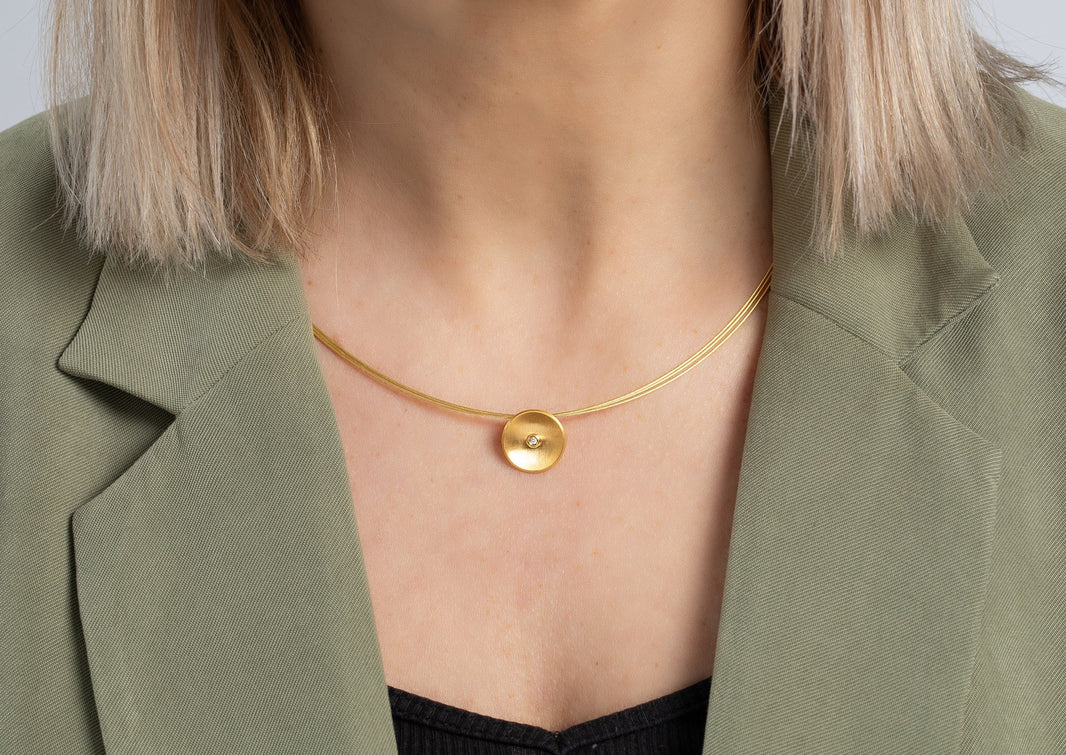 925/- pendant, gp satin, dia. 0,015ct W-SI