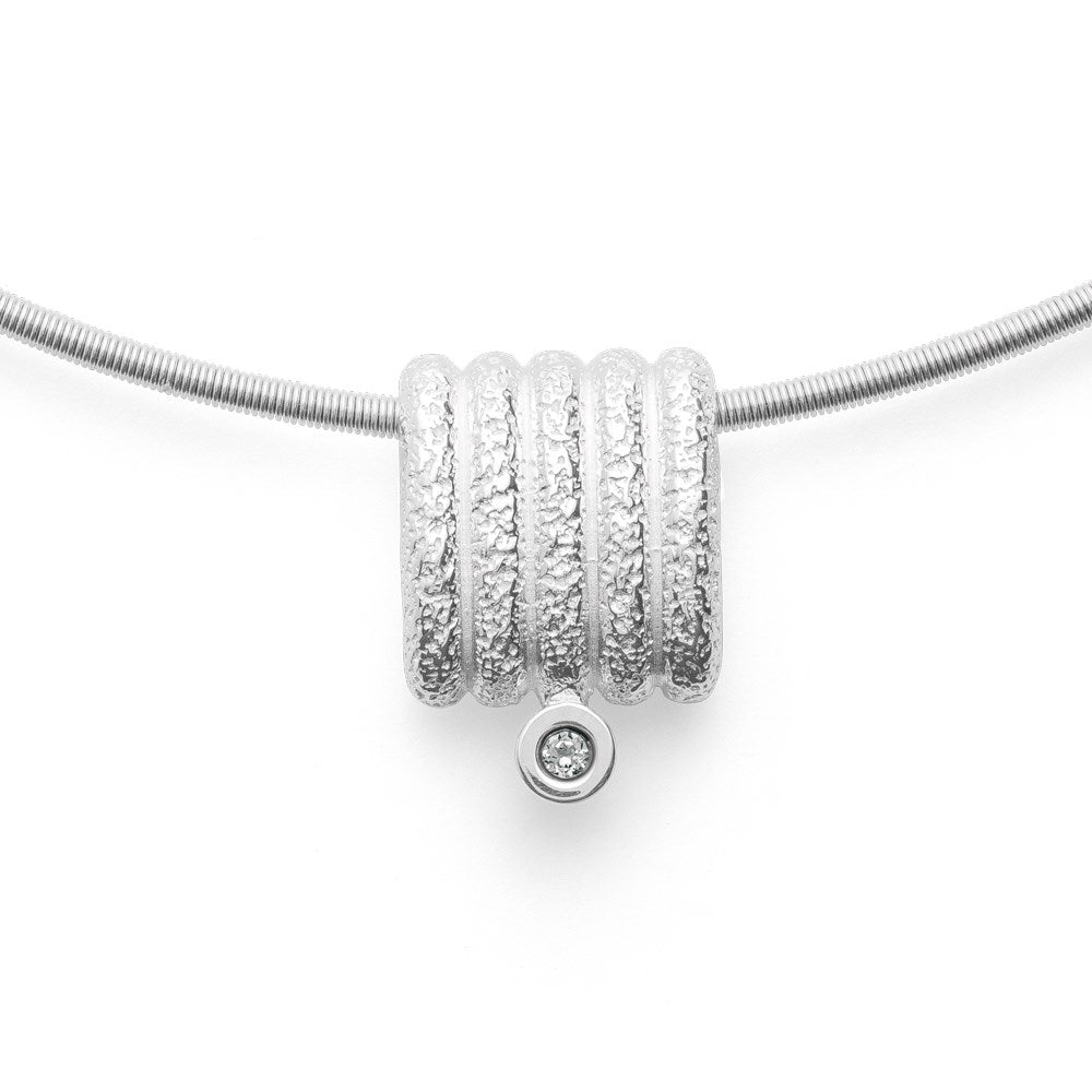 925/- Pendant matt/brushed, white topaz 0.02 ct