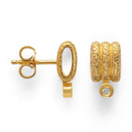 925/- Øreringe, fg mat/børstet, hvid topas 0,024ct