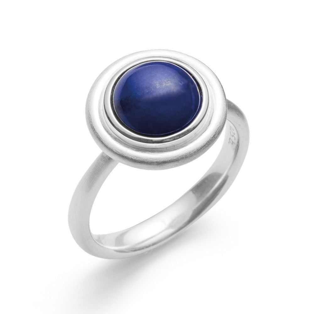 925/- Ring matt/glossy, lapis 2.73 ct