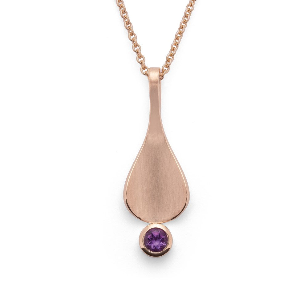 925/- Vedhæng, rosé fg. mat/blank, ametyst 0,24ct
