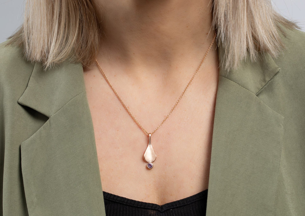 925/- pendant, rg satin/pol., amethyst 0,24ct