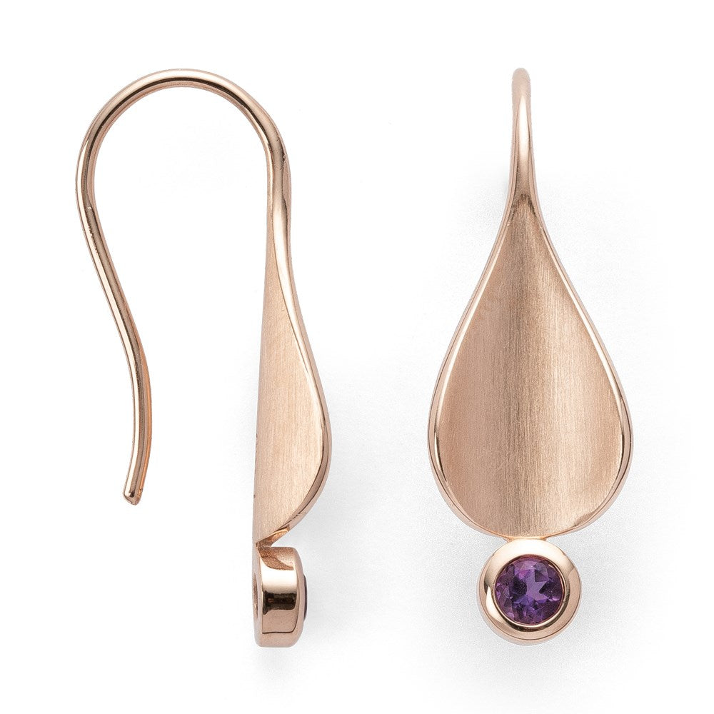 925/- earrings, rg satin/pol., amethyst 0,19ct