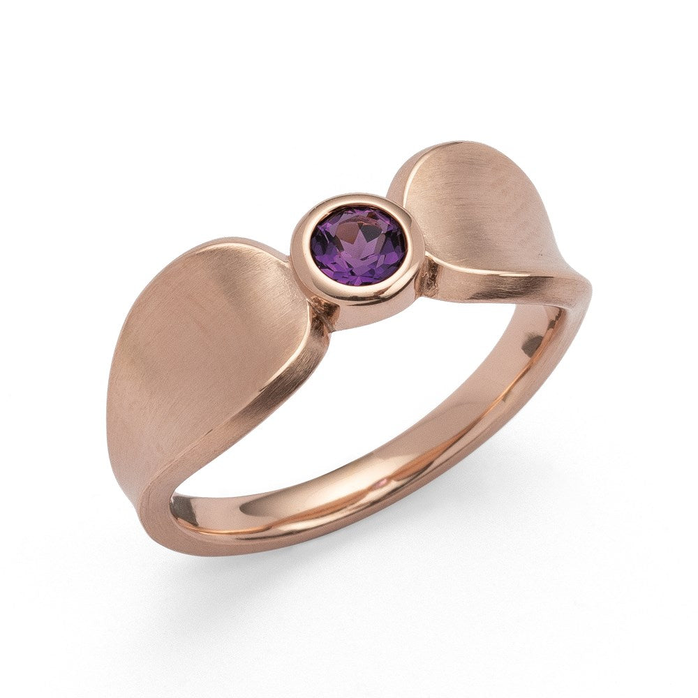 925/- Ring, pink fg matt/glossy, amethyst 0.24ct - 58 / No