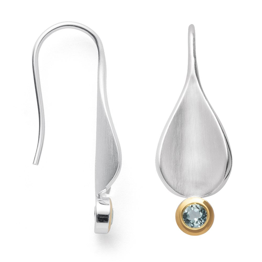 925/- ear pendant partially fg matt/glossy blue topaz 0.25