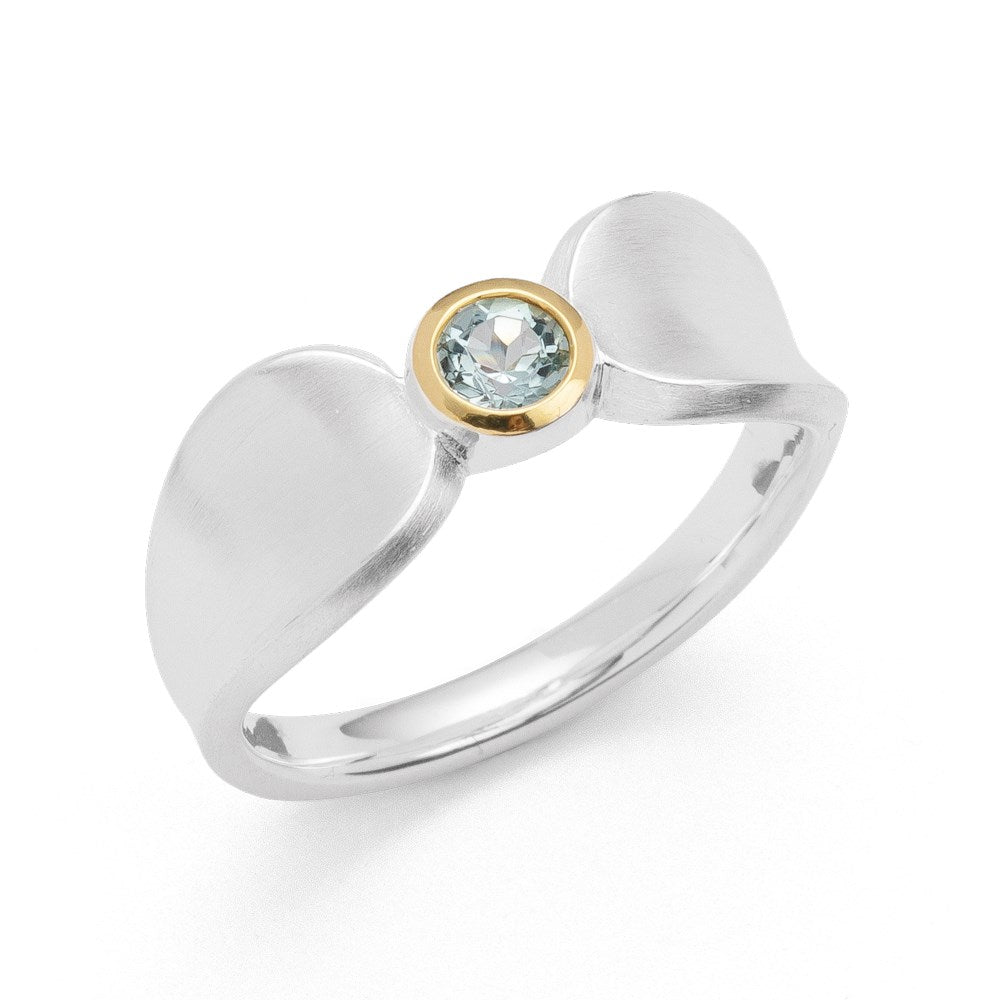 925/- Ring teilfg matt/glänzend, Blautopas 0,30 ct - 52 / Nicht rhodiniert