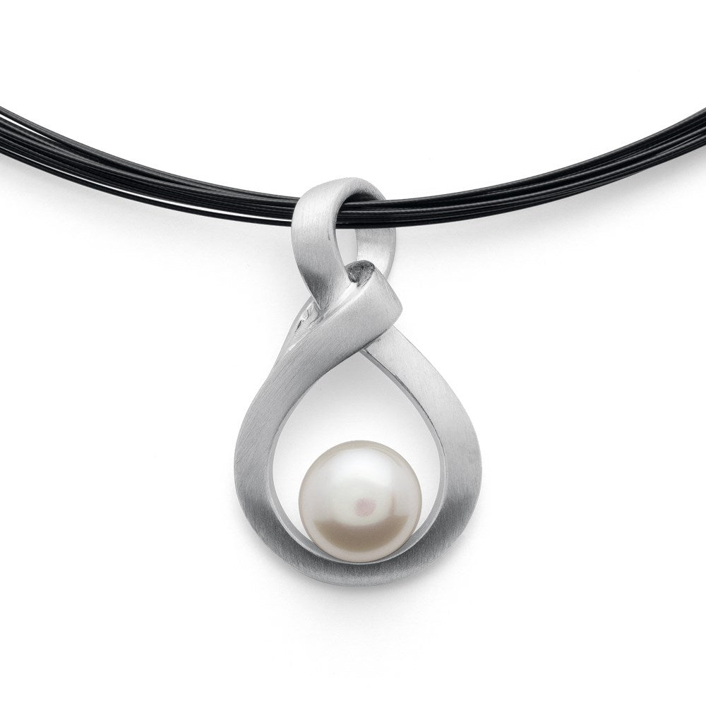 925/- Vedhæng, rho. mat., kulturperle 1,76ct