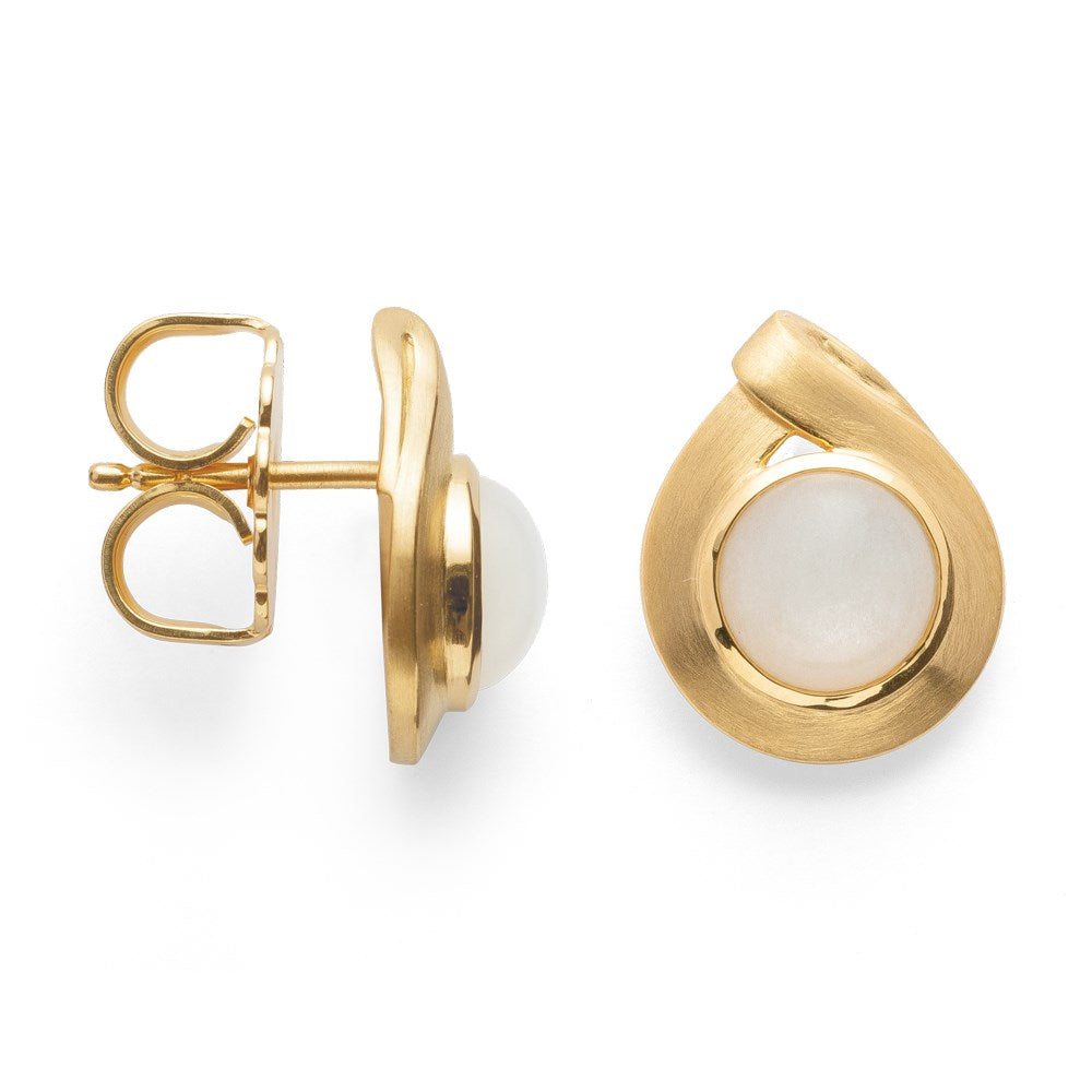 925/- earstud, gp satin, white moonstone 2,49ct