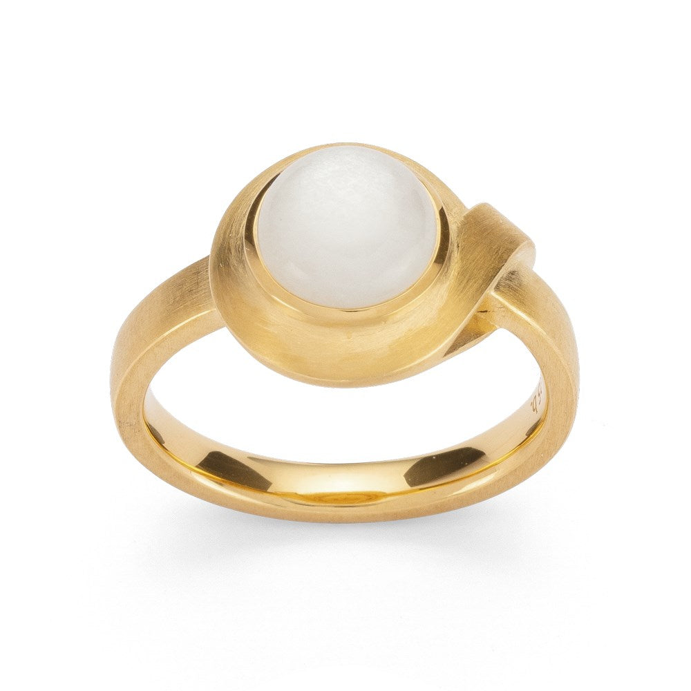 925/- Ring, fg matt/glänzend, Mondstein 1,40 ct - 52 / Nicht rhodiniert