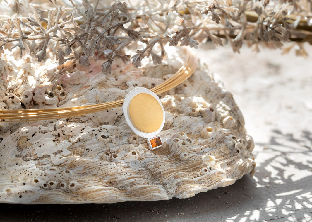 NOK 925 Pendant, partly fg. matte/brushed, citrine 0.27