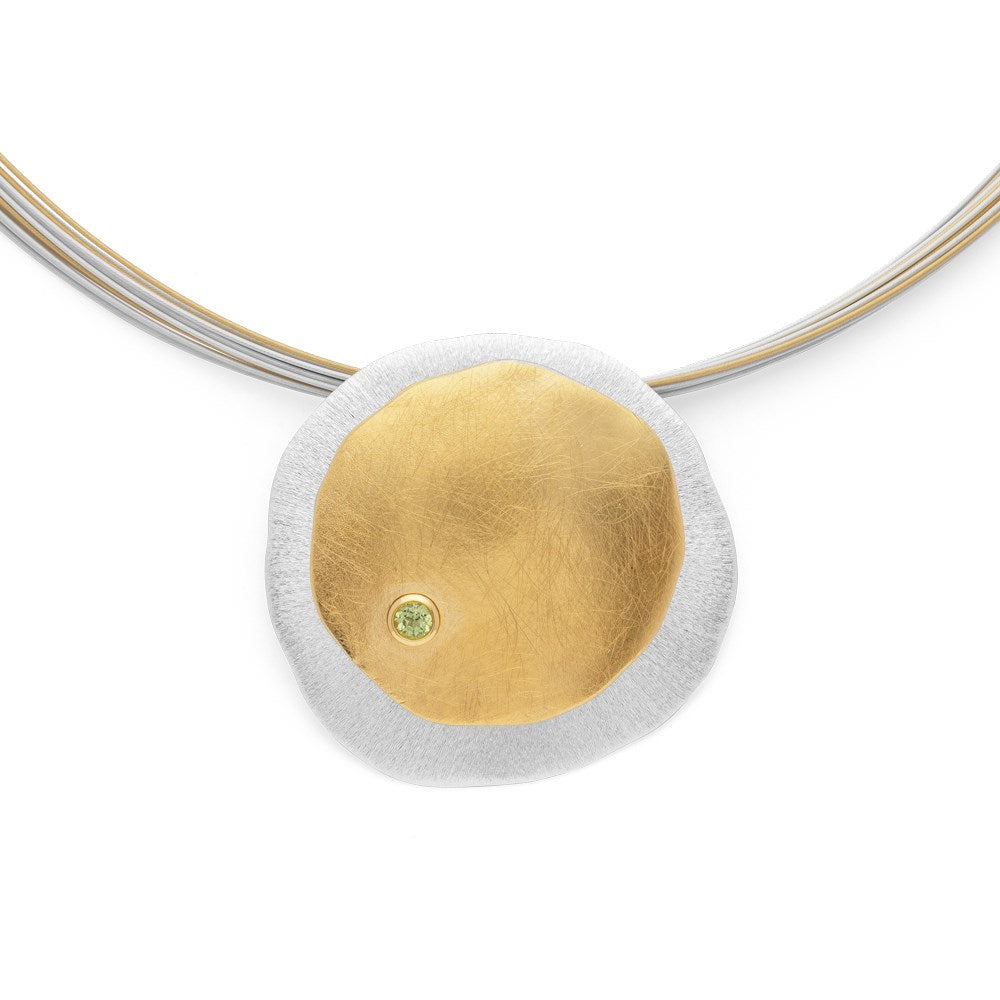 925/- Anhänger, teilmattiert/gebürstet, Peridot 0,13 - Nicht rhodiniert