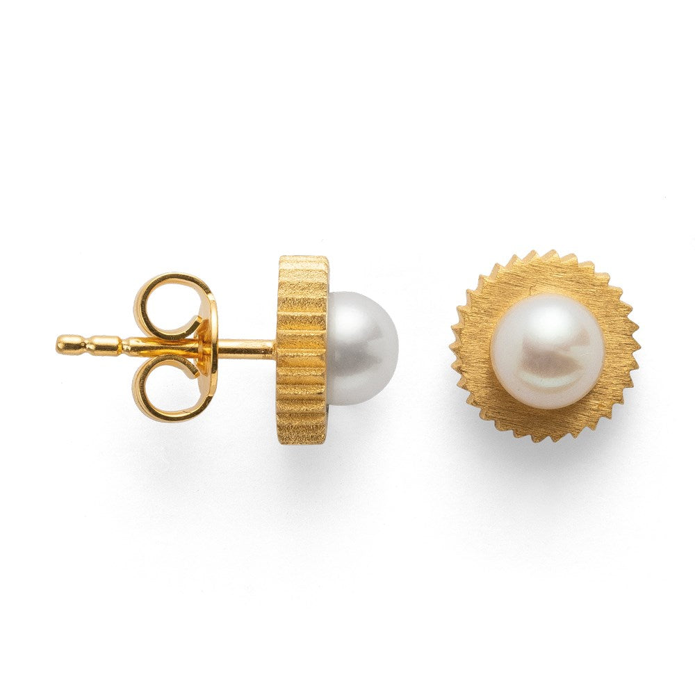925/- Ørestikker, mat fg, hvide kulturperle 1,63ct