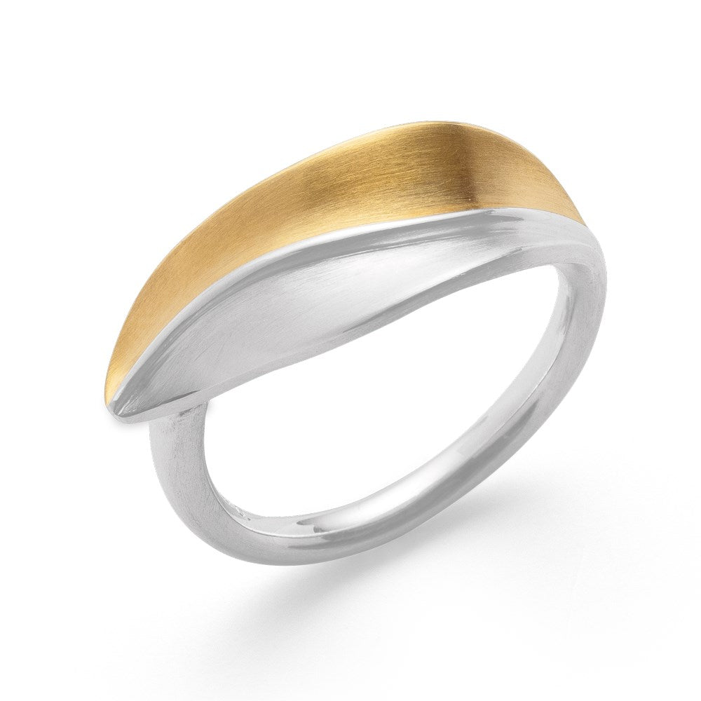 925/- Ring, teilmattiert - 52 / Rhodiniert