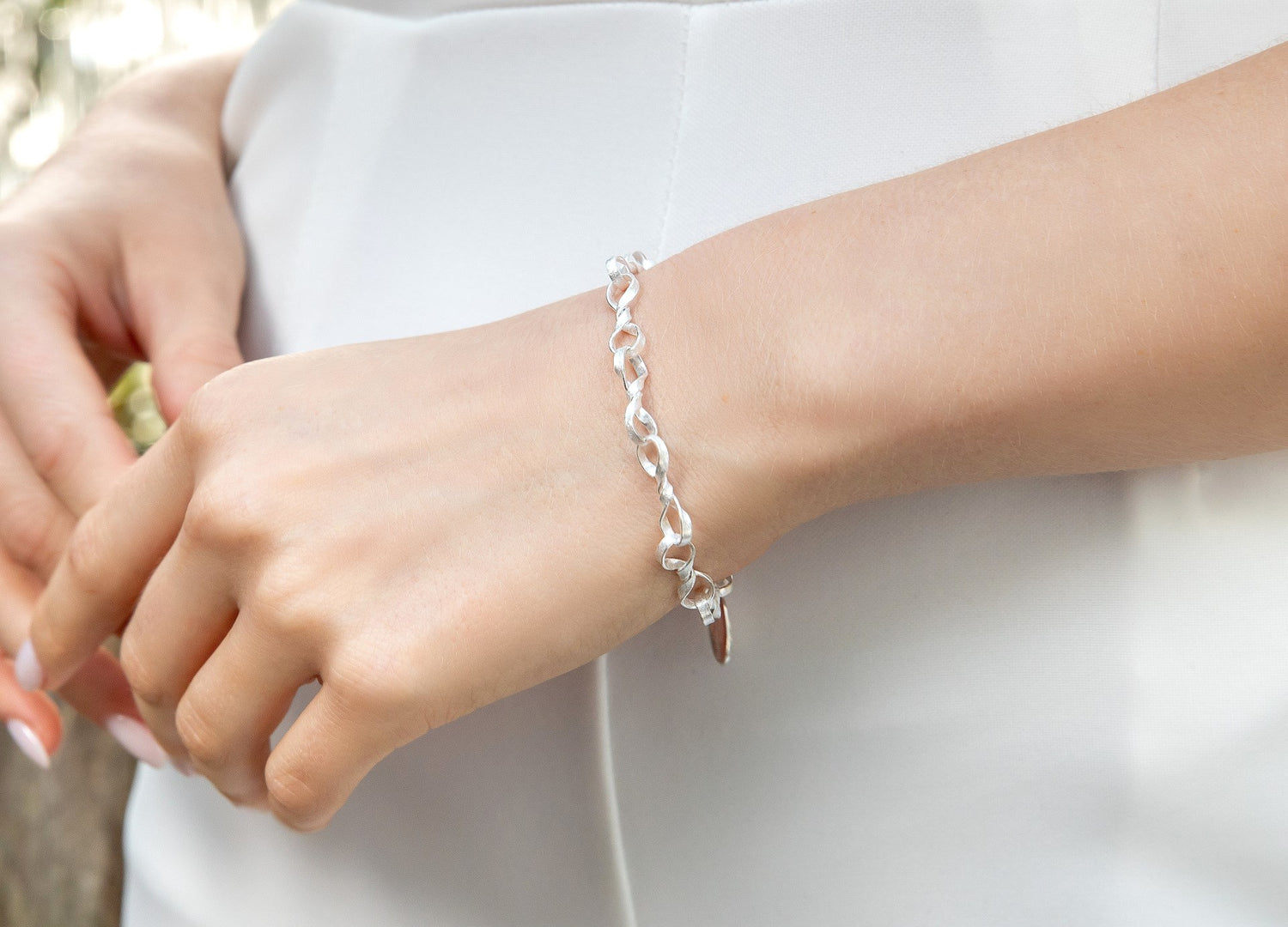 925/- Armband Kratzmatte, 19cm + 1,5cm - Nicht rhodiniert