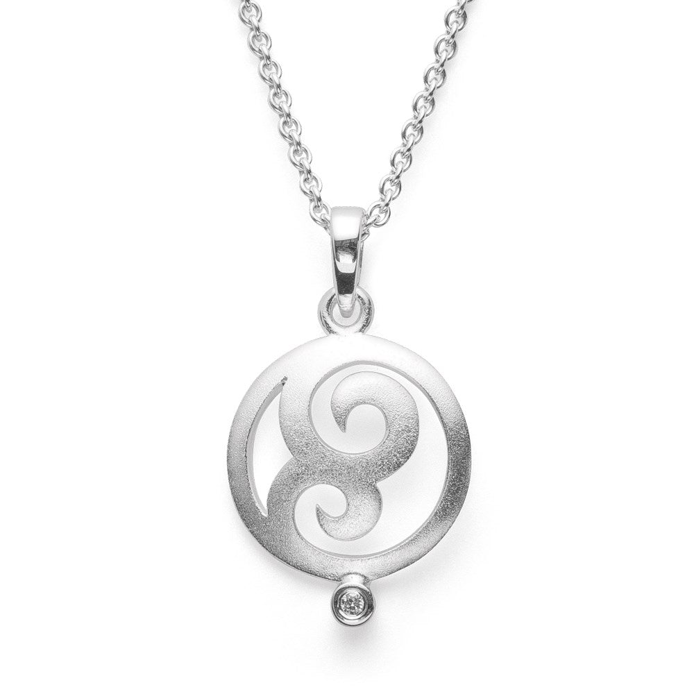 925/- Anhänger Sand Matt, Brillant 0,02ct W-SI