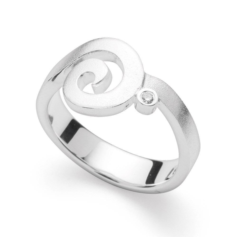 925/- Ringmatt, brillant 0,02 ct W-SI - 52 / Nicht rhodiniert