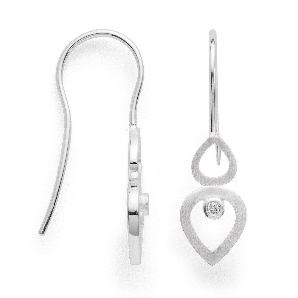 925/- mattierter Ohrring, Br 0,02ct W-SI - Nicht rhodiniert