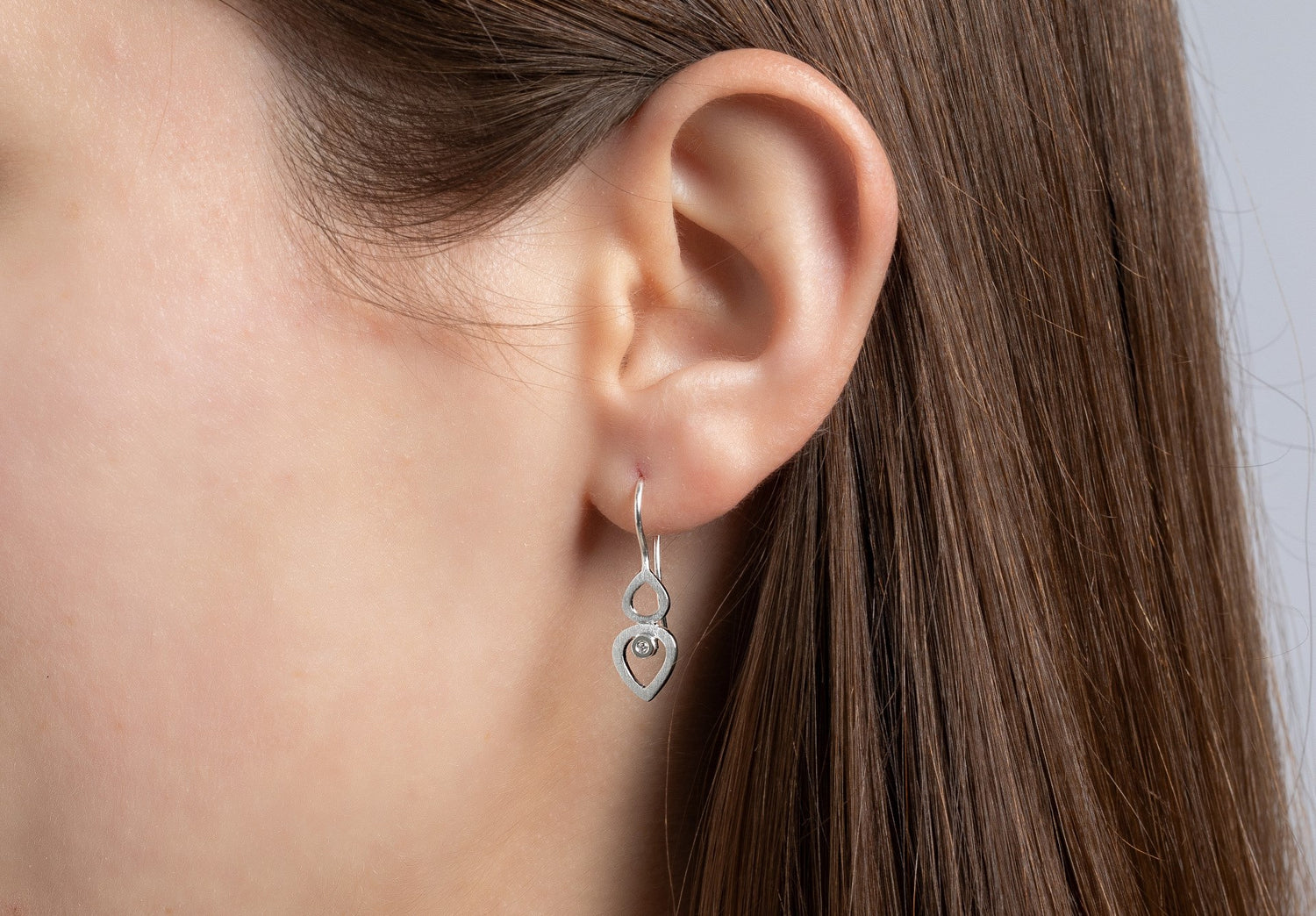 925/- mattierter Ohrring, Br 0,02ct W-SI - Nicht rhodiniert