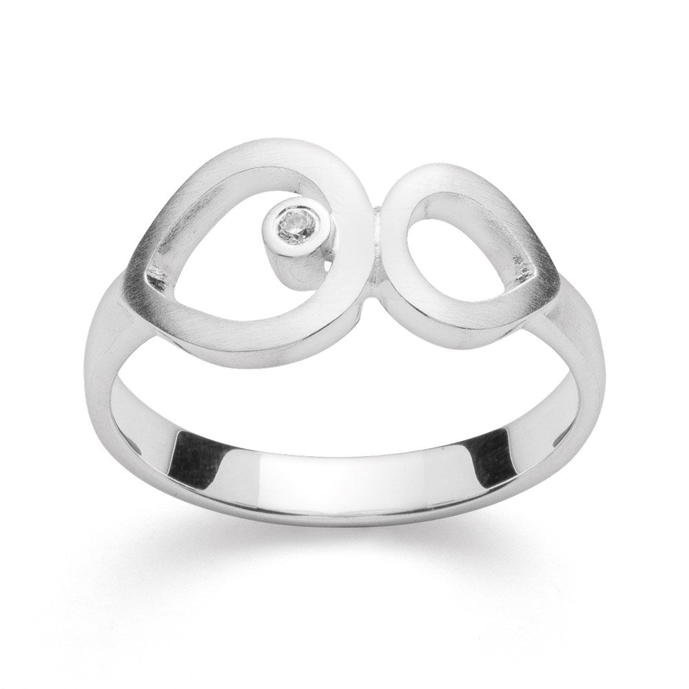 925/- Ring mattiert, Brillant 0,02ct W-SI - 52 / Nicht rhodiniert