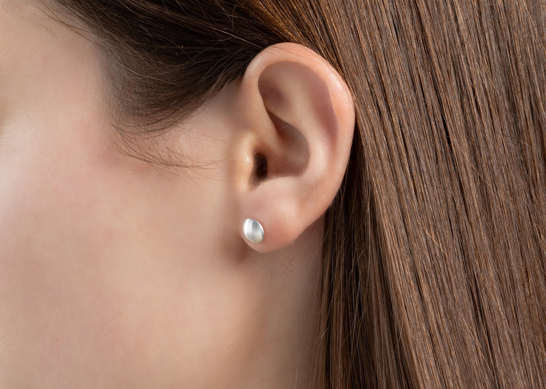925/- Earrings "medium button" matt
