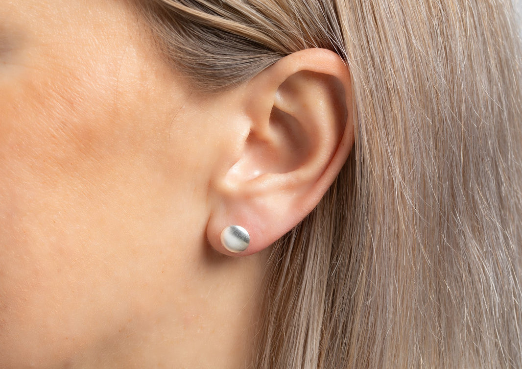 925/- Earrings "large button" matt