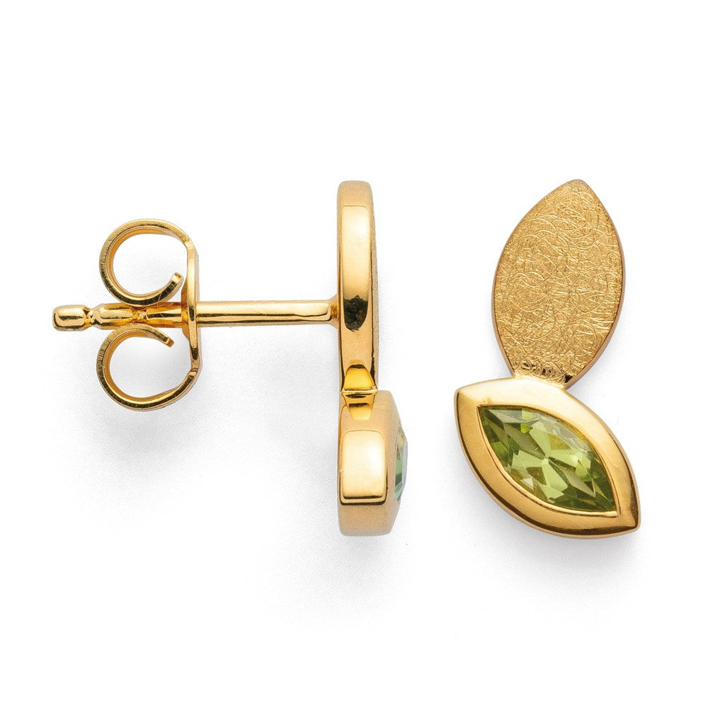925/- Ørestikker, fg børstet/blank, peridot 0,5ct