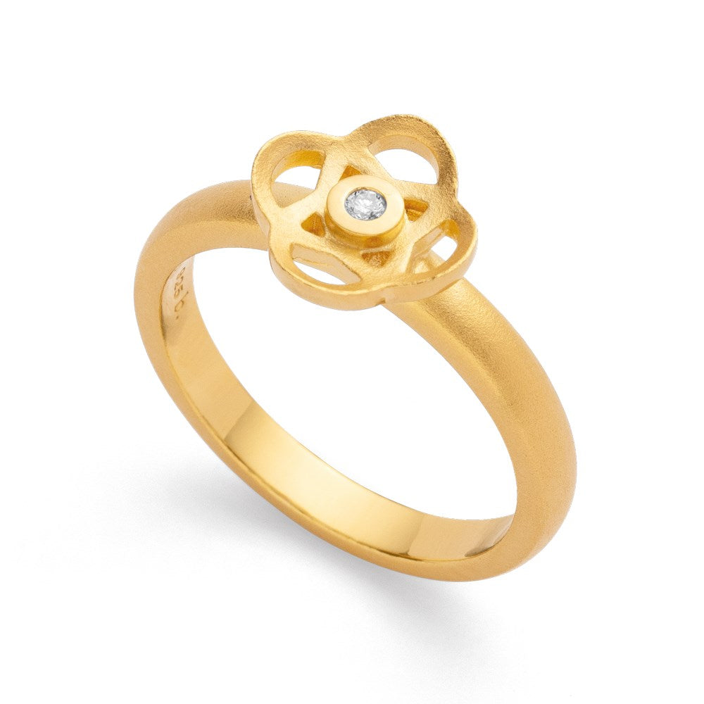 925/- Ring, fg matt, Brillant 0,02ct W-SI - 52 / Nicht rhodiniert