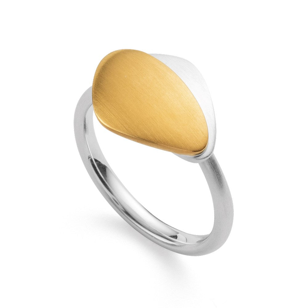 925/- Ring, teilmattiert - 54 / Nicht rhodiniert