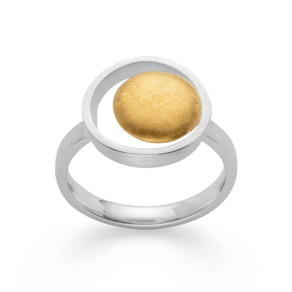 925/- Ring, teils mattiert/mattiert gebürstet - 52 / Rhodiniert